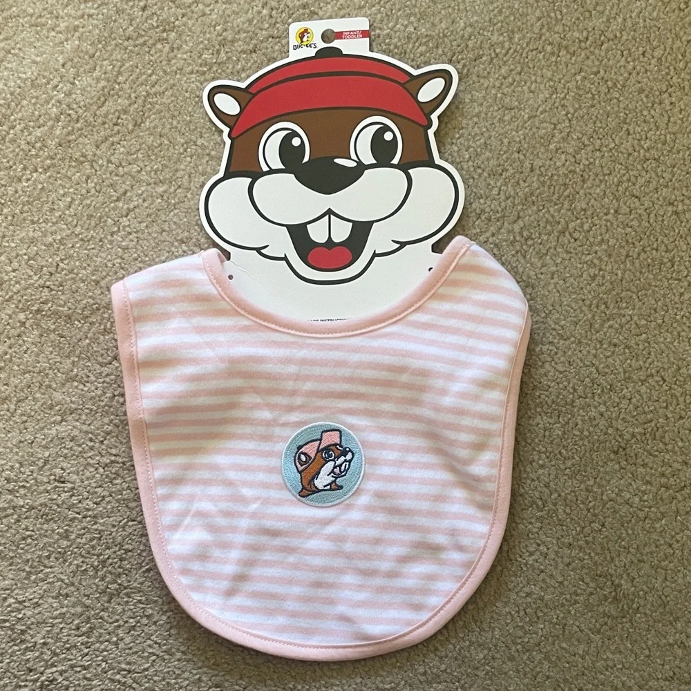 Buc-ee’s Newborn Pink & White Striped Bib